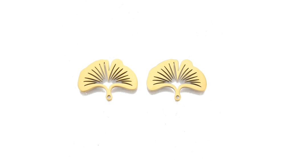 copy of Pendentif feuille acier inoxydable or 37x25mm