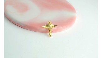 Pendentif caducée d'Hermès en laiton plaqué or 18k