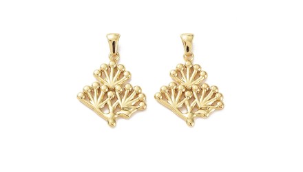 pendentif fleur acier or