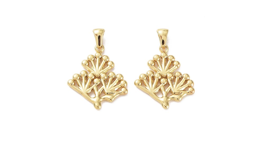 Pendentif fleur d'ombelle en acier inoxydable couleur or