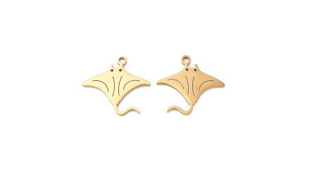 Pendentif raie manta en acier inoxydable couleur or