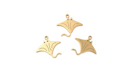 Pendentif raie manta en acier inoxydable couleur or