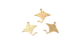 Pendentif raie manta en acier inoxydable couleur or