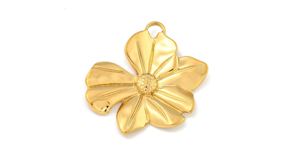 copy of Pendentif fleur Dalhia en acier inoxydable plaqué or 18k