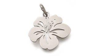 pendentif fleur hibiscus acier