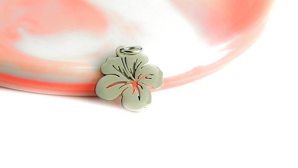 pendentif fleur hibiscus argent