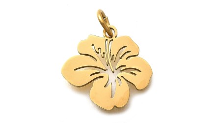 pendentif fleur hibiscus acier