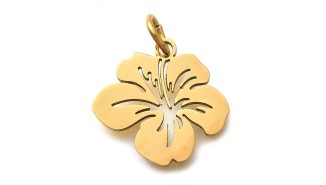 pendentif fleur hibiscus acier