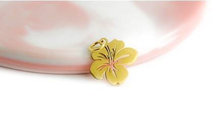 pendentif fleur hibiscus or