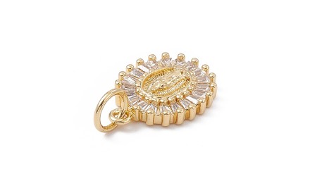 Pendentif Sainte Vierge en laiton plaqué or  18K et strass zircon