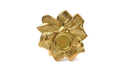 copy of Support bague 10x8mm feuille de ginko acier inoxydable plaqué or 18k