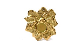copy of Support bague 10x8mm feuille de ginko acier inoxydable plaqué or 18k