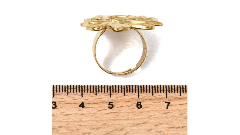 copy of Support bague 10x8mm feuille de ginko acier inoxydable plaqué or 18k