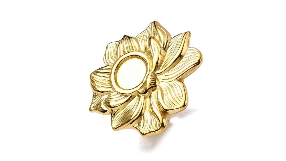 copy of Support bague 10x8mm feuille de ginko acier inoxydable plaqué or 18k