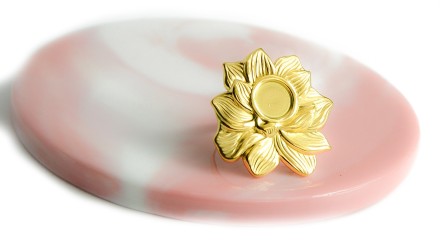 copy of Support bague 10x8mm feuille de ginko acier inoxydable plaqué or 18k