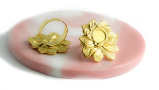 copy of Support bague 10x8mm feuille de ginko acier inoxydable plaqué or 18k