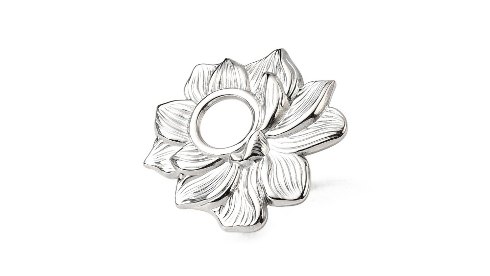 bague lotus acier argent