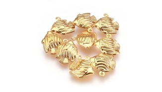 Pendentif poisson x4 acier inoxydable 304 plaqué or 18k