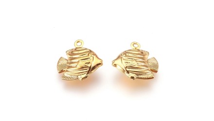 Pendentif poisson x4 acier inoxydable 304 plaqué or 18k