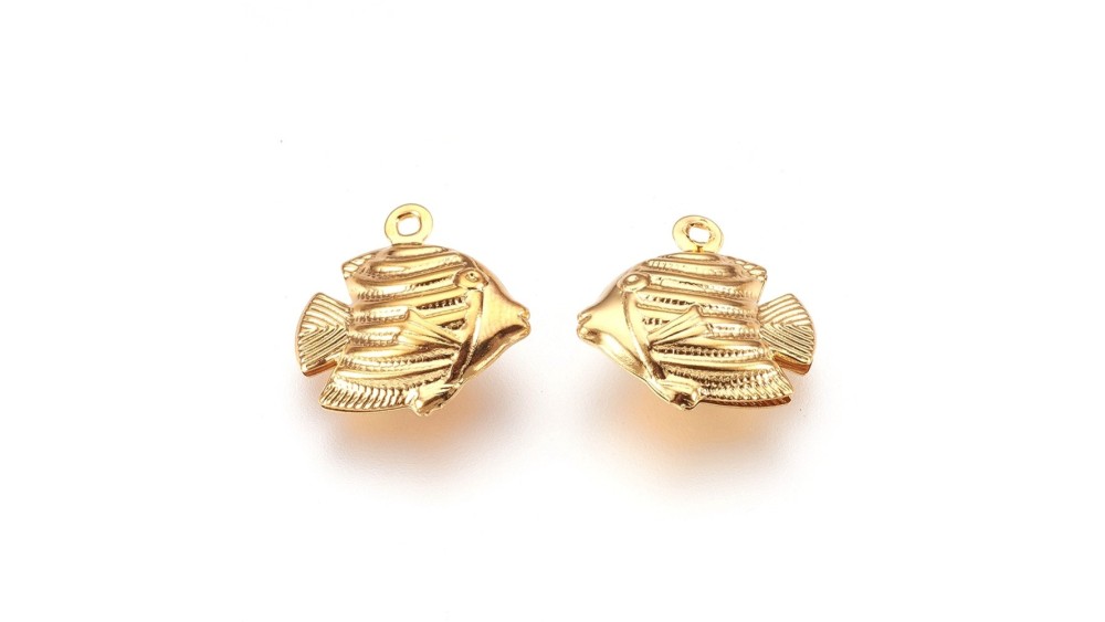 Pendentif poisson x4 acier inoxydable 304 plaqué or 18k