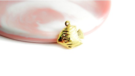 Pendentif poisson x4 acier inoxydable 304 plaqué or 18k