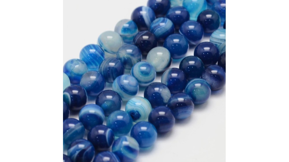perle agate rayée bleu 8mm