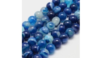 perle agate rayée bleu 8mm