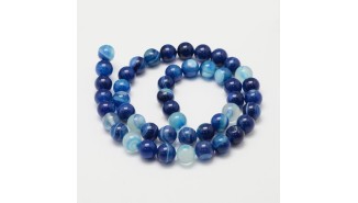 perle agate rayée bleu