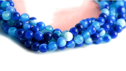 perle agate rayée bleu