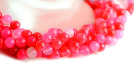 perle agate rayée rose