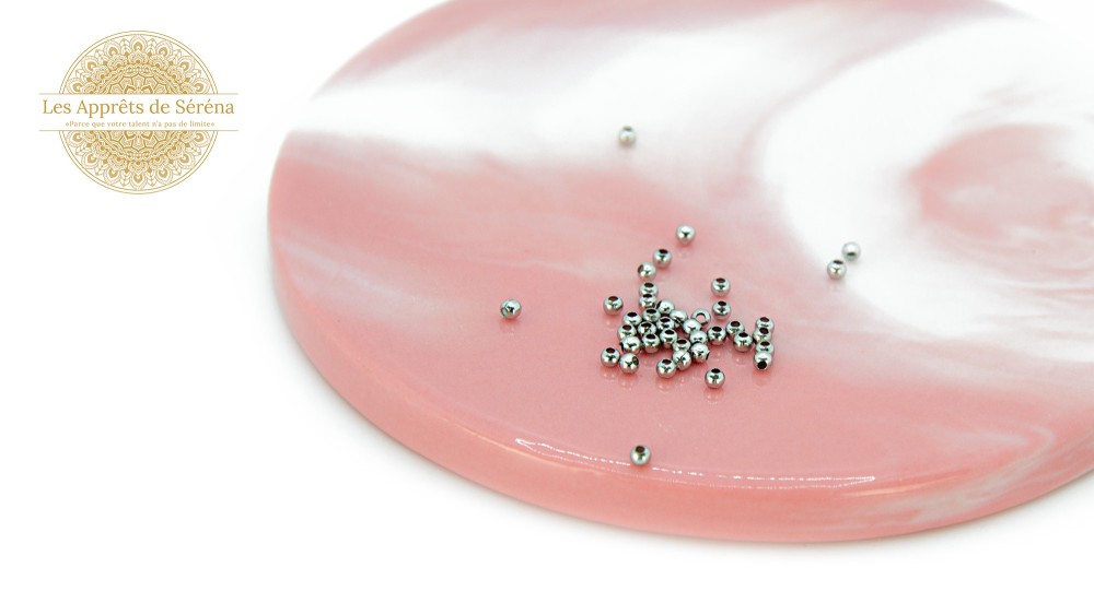 perles acier 2mm argent