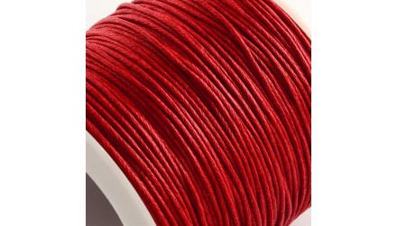 Cordon 1mm en coton ciré rouge pour création de bijoux