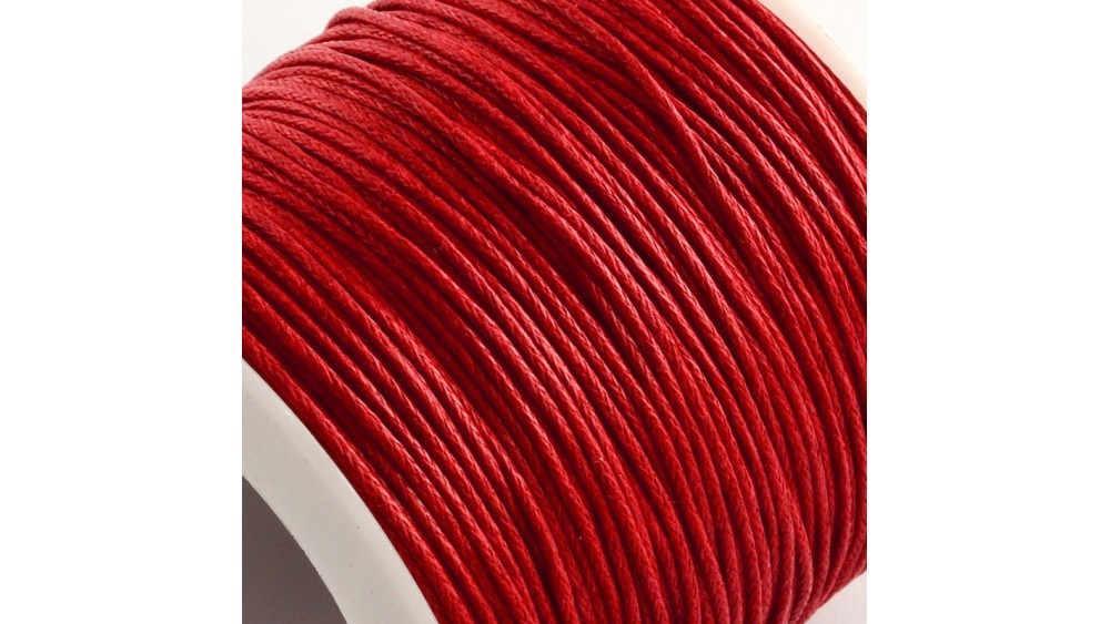 Cordon 1mm en coton ciré rouge pour création de bijoux