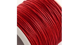 Cordon 1mm en coton ciré rouge pour création de bijoux