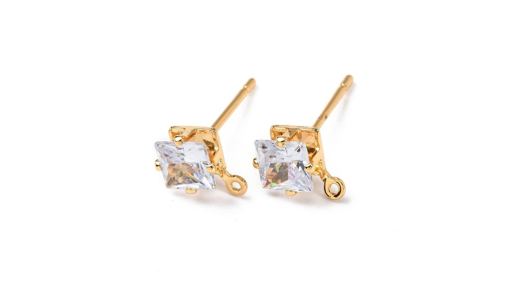 copy of Puces d'oreille feuille en laiton plaqué or 18k