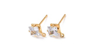 copy of Puces d'oreille feuille en laiton plaqué or 18k