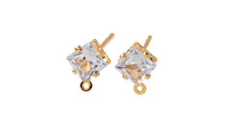 copy of Puces d'oreille feuille en laiton plaqué or 18k