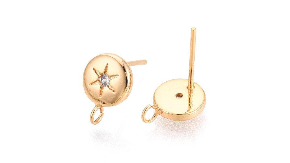 copy of Puces d'oreille feuille en laiton plaqué or 18k