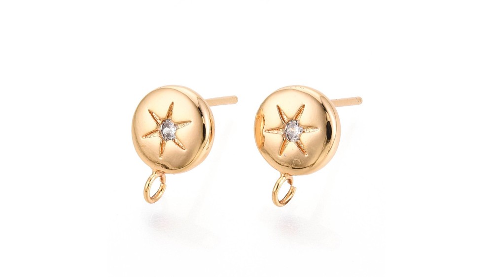 copy of Puces d'oreille feuille en laiton plaqué or 18k
