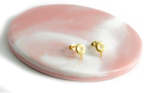 copy of Puces d'oreille feuille en laiton plaqué or 18k