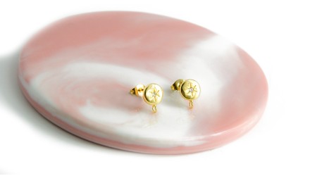 copy of Puces d'oreille feuille en laiton plaqué or 18k