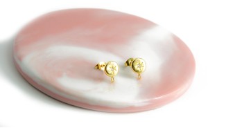 copy of Puces d'oreille feuille en laiton plaqué or 18k