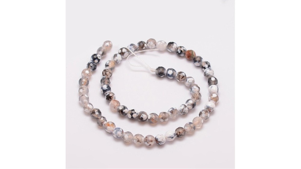 copy of 30 Perles 6mm à facettes en agate bleu à rayures grade A