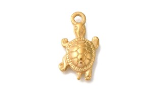 Pendentif tortue en acier inoxydable plaqué or