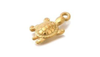 Pendentif tortue en acier inoxydable plaqué or