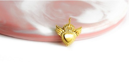 pendentif cœur ex voto acier or
