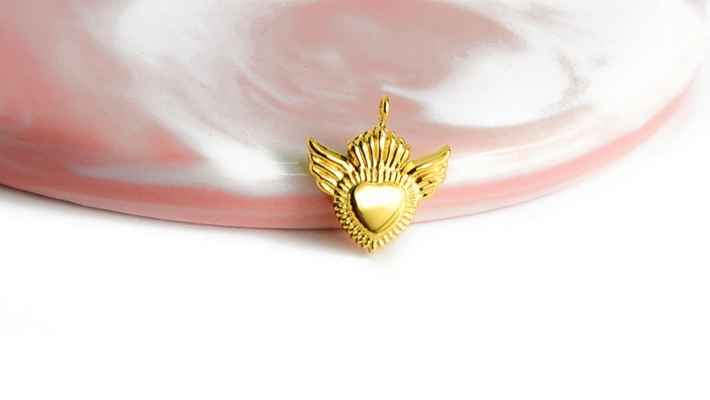 pendentif cœur ex voto acier or