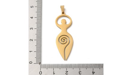 Pendentif déesse mère en acier plaqué or 18K  wicca