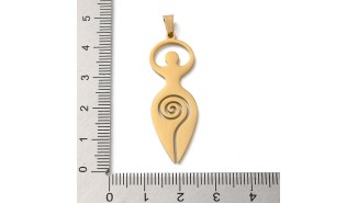 Pendentif déesse mère en acier plaqué or 18K  wicca