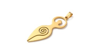 Pendentif déesse mère en acier plaqué or 18K  wicca